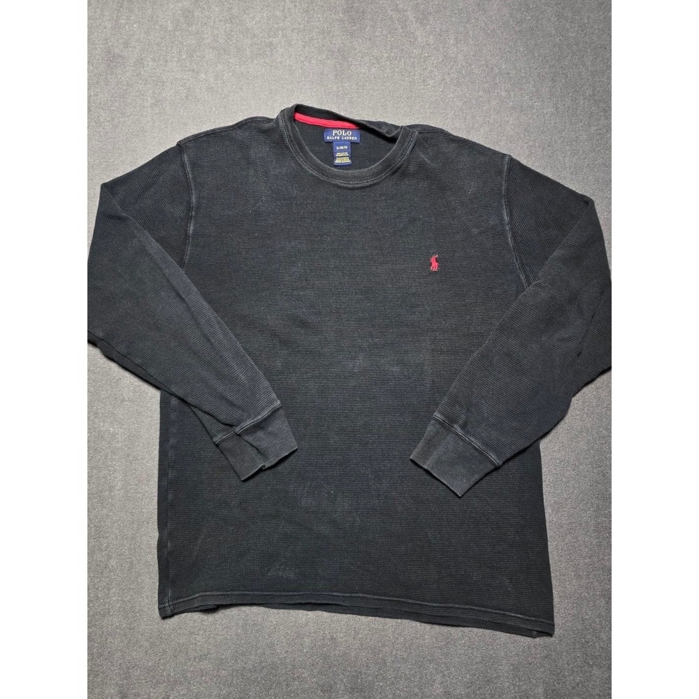 Polo Ralph‎ Lauren Mens Black Long Sleeve Thermal Shirt Red Pony Logo XL